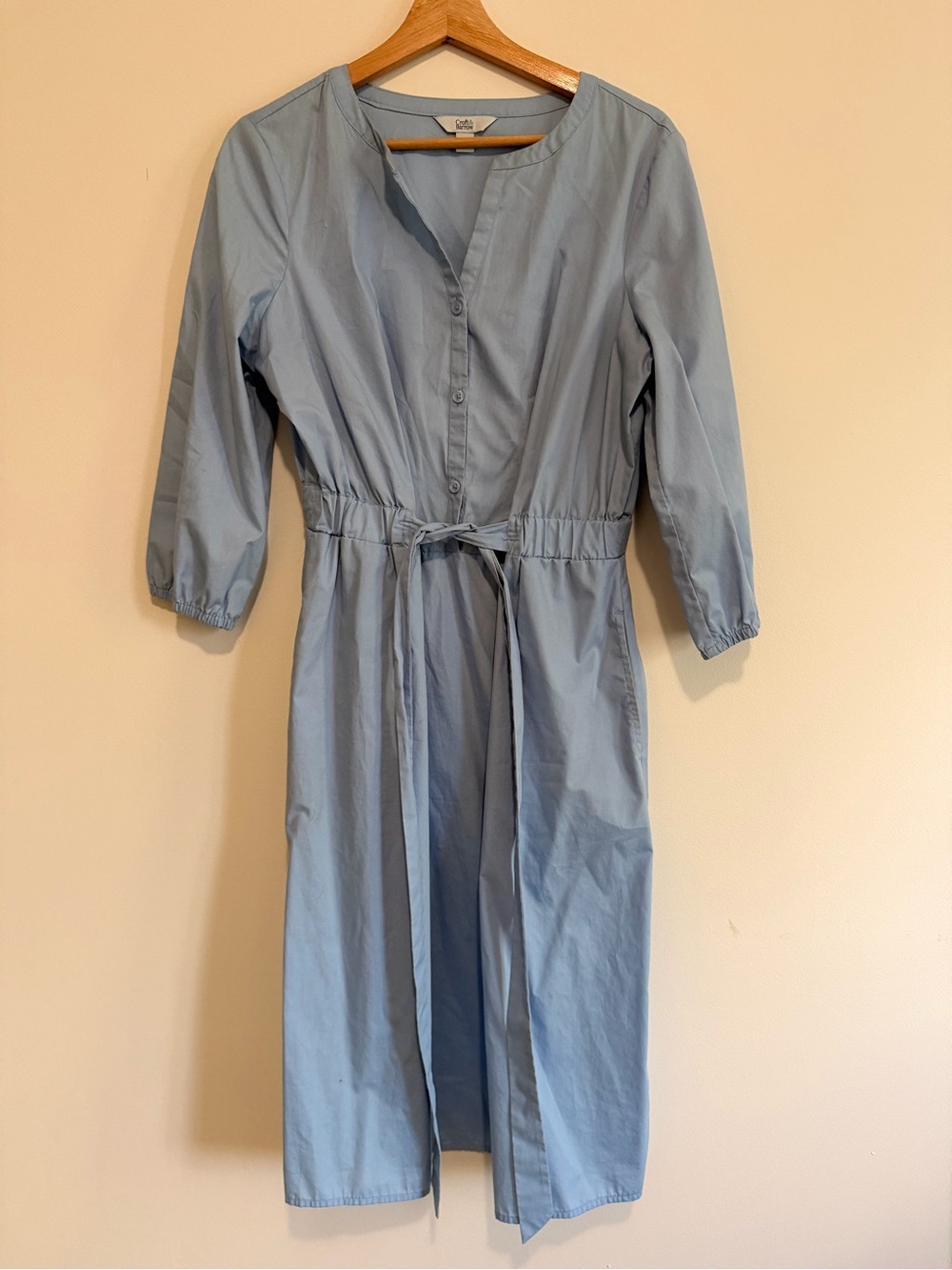 croft & barrow Light Blue Button-Front Midi Dress with Waist Tie